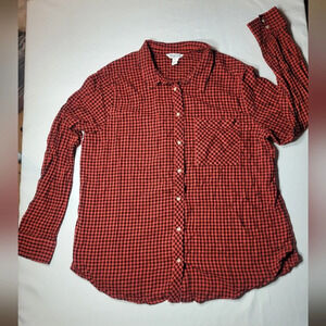 Arizona Jean Co Red and Black Checkered Button Up Flannel sz XL